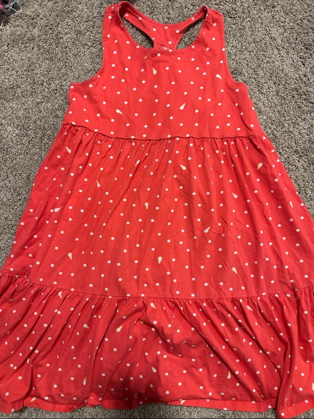 Joules Red Polka Dot Sleeveless Tiered Cotton Dress